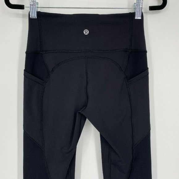 Lululemon All The Right Places Yoga Leggings Size 4 Mid Rise Stretch Crop Black - Picture 5 of 10